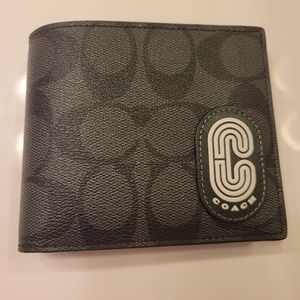 Brand New Coach Wallet, Mens Black/Dark Green